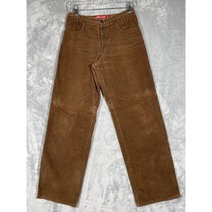 Vintage Joujou Brown Wide Wale Corduroy Button Fly Straight Leg Pants 3/4 52-274
